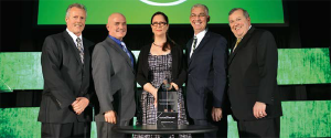 Backyard Farms team members at 2014 Award ceremony, from left to right: Arie van der Giessen, head grower; Mark Queenan, director of quality assurance and food safety; Missy Blackwell, food safety and quality coordinator; Tim Cunniff, executive VP of sales; and Paul Mucci, COO and president.