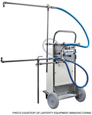 Figure 2. Lafferty Conveyor Mate. The new Conveyor Mate foamer and spinner systems are engineered to use approximately a third less water than some more conventional equipment.