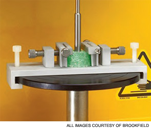 Adjustable vice fixture for holding small samples for puncture test.